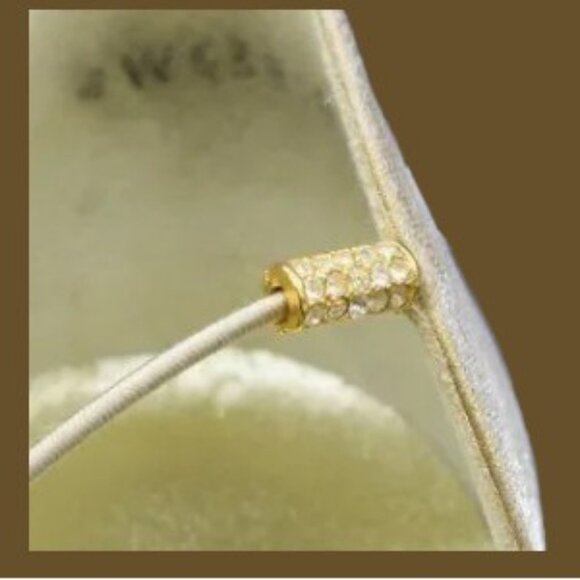 Stuart Weitzman Gold Lame & Rhinestone Mid Heel Formal - Picture 8 of 12